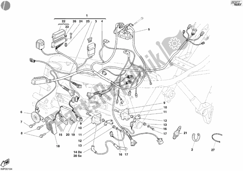 Alle onderdelen voor de Kabelboom van de Ducati Supersport 1000 SS 2006